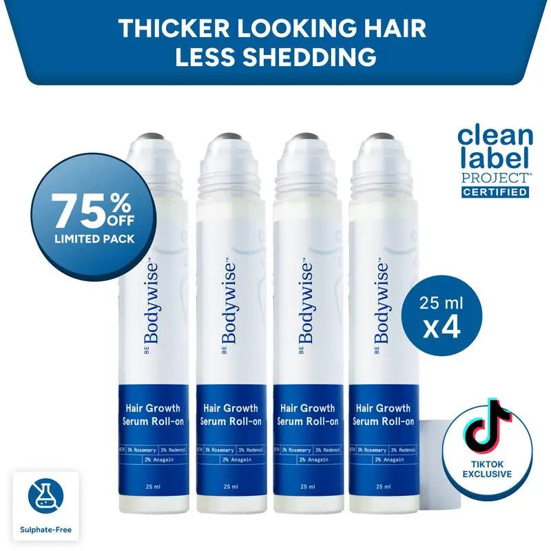 Be Bodywise Advanced Hair Density Roll-On Serum 25 Ml | 5% Saw Palmetto, 3% Rosemary, 1% Caffeine Herbasome & 3% Fenugreek | Scalp Serum for Reduced Hair Fall | Men & Women