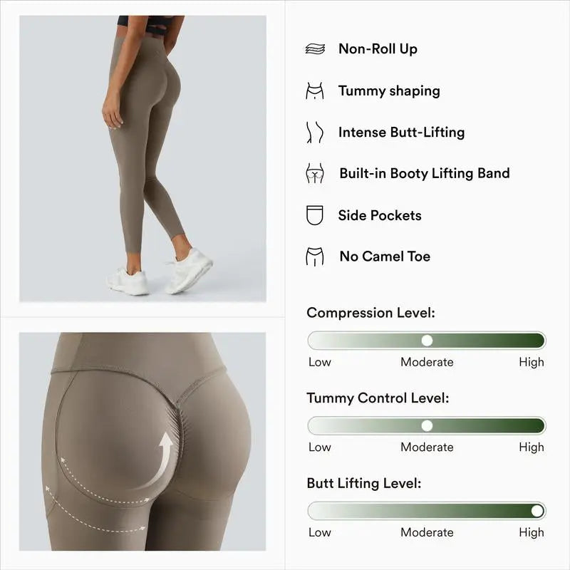 Halara Ultrasculpt High Waisted Scrunch Butt Lifting Tummy Control Pocket Shaping Training Leggings